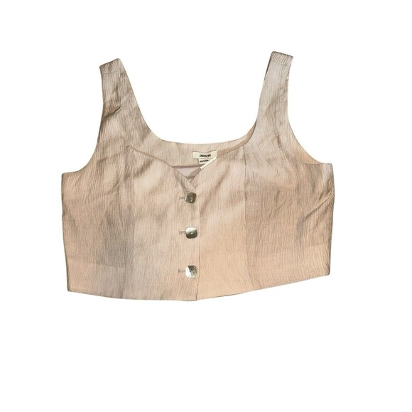 Jason Wu Beige‎ Cropped Tank with Pearly Square Buttons L Beachy Coastal - Picture 1 of 6